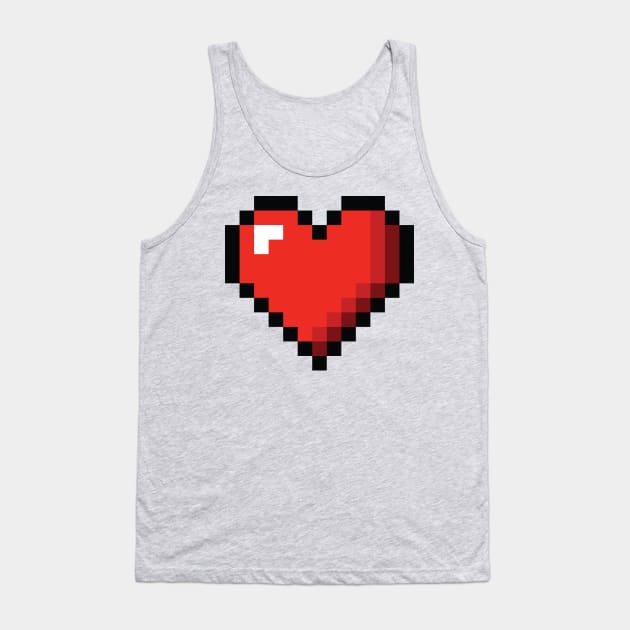 8-bit Pixel Heart or Video Game Health Heart Tank Top by ChattanoogaTshirt